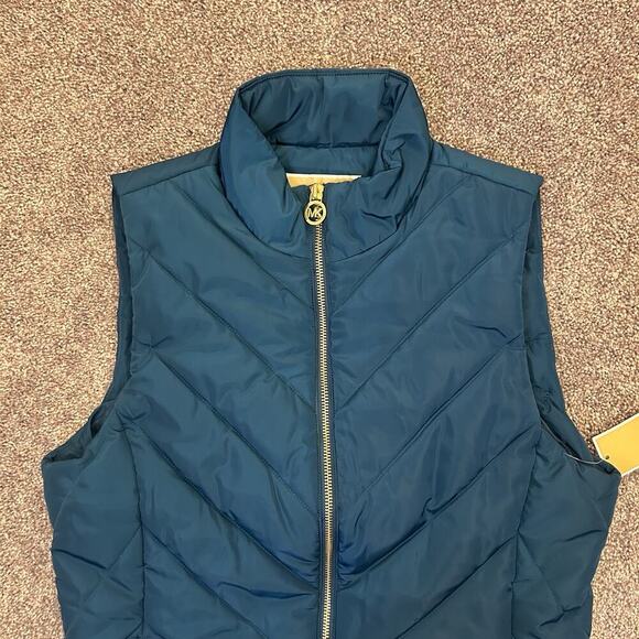 Michael Kors Women's Quilted Vest Full Zip Luxe Teal Size S - Small - NWT $125 - Picture 3 of 15